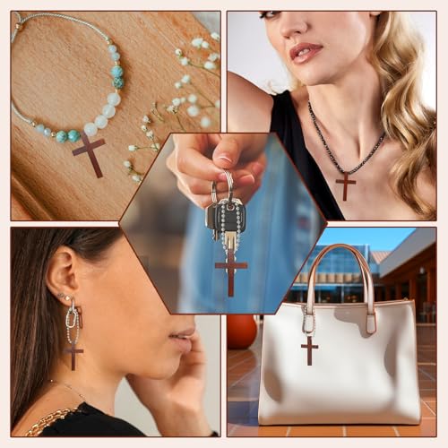 80 Pcs Mini Wooden Cross Fidgets Bulk, Small Christian Gifts for Women Kids Wood Pocket Crosses Charms for Religious Easter Eggs Fillers Church Praying Bible Stuff Anxiety Relief Crafts Keychains
