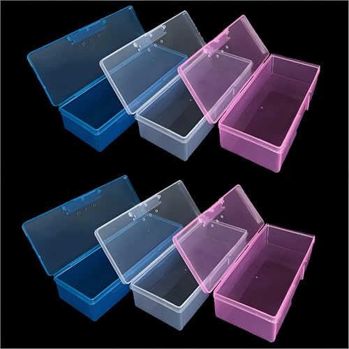 Beads Storage, Nail Art Cosmetics Storage Box - 6 Pieces Colorful Clear Plastic Storage Boxes - Travel Makeup Box, Jewelry Sorting , with Vent ,bead containers for organizing ,big charms junk case - size: 6 Pieces Color Mixed Sizes