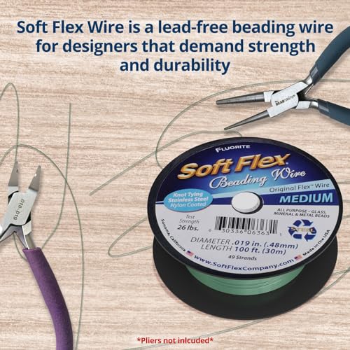 Soft Flex 49 Strand Beading Wire - Medium 0.19 Diameter - 100 Feet Nylon Design Wire - style: Fluorite