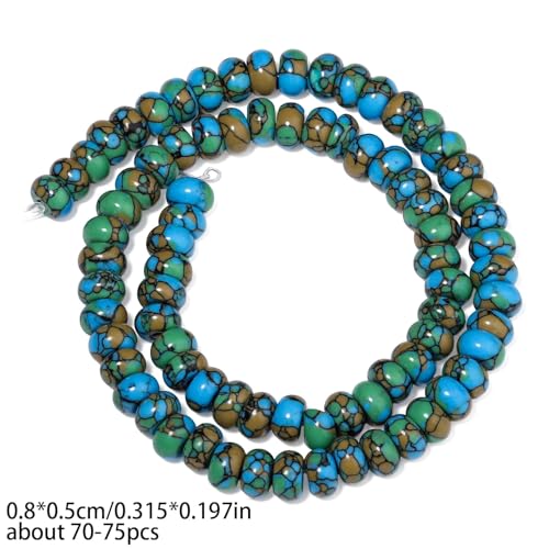 Songxi 5x8mm Natural Flower Malachite Stone Rondelle Beads, 75PCS Spacer Round Loose Abacus Beads for Jewelry Making, Gemstone for Bracelet Necklace Earrings, Arts and Crafts - color: Flower Malachite