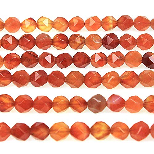 MJDCB Best Sellers Natural Stone Beads Faceted Polygon Red Agate Crystal Energy Stone Healing Power for Jewelry Making(8mm) - color: Red Agate
