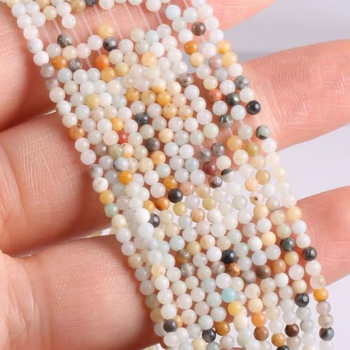 155pcs 2mm Natural Amazonite Stone Loose Round Beads Gemstone Smooth Samll Spacer Beads for jewerly Making Bracelet Necklace - color: Amazonite, size: 2 mm