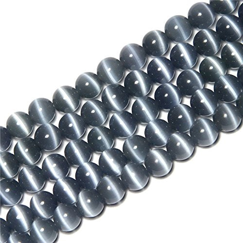 HAAMIIQII 60pcs 6mm Gray Cat Eye Beads Round Loose Gemstone Beads for Jewelry Making Strand 15 Inch - color: Gray, size: 6mm (60pcs)