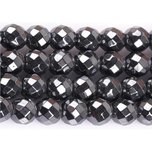 HAAMIIQII 50pcs 8mm Natural Black Hematite Loose Gemstone Beads Faceted Round Spacer Stone Beads for Jewelry Making DIY Bracelets Necklaces Crafting - color: Faceted Round, size: 8mm