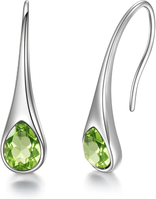 925 Sterling Silver Small Pear-Shaped Modern Style Hook Earrings with Crystals from Austria