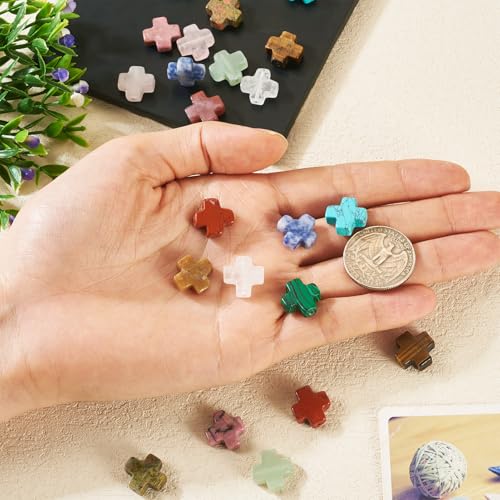 Beadthoven 22pcs Stone Cross Beads Mini Small Crucifix Cross Gemstone Beads 8mm Healing Crystal Jesus Faith Crosses Colorful Easter Spacers for Jewelry Making Necklace Bracelet DIY Crafts Supplies - color: Mix Cross