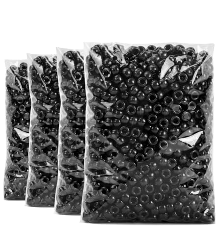 Praisebank 4000pcs Black Pony Beads, Barrel Shaped, Plastic, Loose Beads, Craft Beads, Hair Braids - color: Black