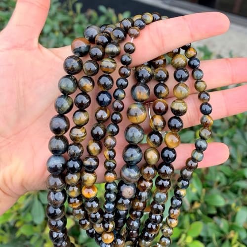 90pcs Adabele Natural Blue Golden Tigers Eye Healing Gemstone 4mm (0.16 Inch) Small Round Beads Gem Stone Spacer for DIY Craft Jewelry Making GS23-4 - color: Golden Blue Tiger Eye Stone, size: 4mm (90pcs/1 Strand)