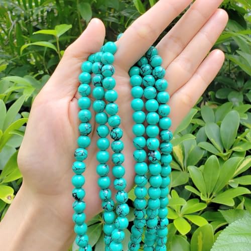 90pcs Adabele Natural Green Turquoise Howlite Healing Gemstone 4mm (0.16 Inch) Small Round Beads Gem Stone Spacer for DIY Craft Jewelry Making GS19-4 - color: Green Howlite (Imitated Turquoise), size: 4mm (90pcs/1 Strand)
