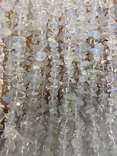 3-5mm Natural White Opalite Gemstone Chips Loose Beads Semi Precious for Jewelry Making DIY Handmade Craft Supplies 1 Strand per Bag Approxi 32" - color: Opalite