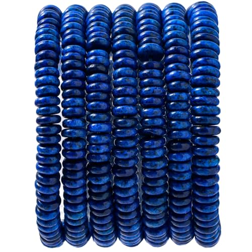 Natural Lapis Lazuli Disk Stone Spacer Beads 6x2mm 38cm/str Flat Rondelle Loose Semi Gemstone Caps for Making Bracelets Necklace - color: Lapis Lazuli