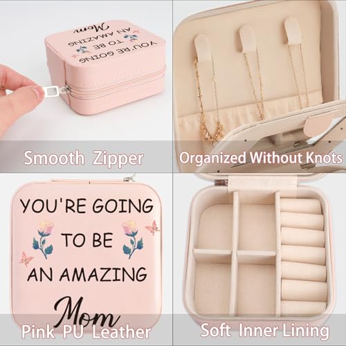 New Mom Jewelry Box 1st Mothers Day Valentines Gifts for New Mom First Time Mother Pregnancy Congratulations Gender Reveal Baby Shower Gifts for Expecting Moms Soon to Be Mommy Jewelry Case - color: new mom