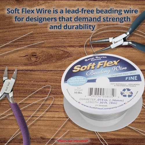 Soft Flex 21 Strand Beading Wire - Fine 0.14 Diameter - 30 Feet Design Wire - Satin Silver