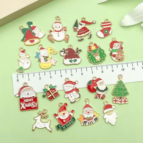 Sailanzi 50pcs Alloy enamel Christmas series Santa Claus snowman Christmas tree Pendant Jewelry Making DIY Keychain Earrings Pendant Various Design Charms for Jewelry Making Bracelets Necklace(SN936) - color: SN936