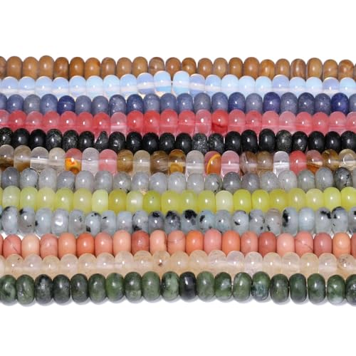 Songxi 5x8mm Natural Gold Rutilated Quartz Stone Rondelle Beads, 75PCS Spacer Round Loose Abacus Beads for Jewelry Making, Gemstone for Bracelet Necklace Earrings, Arts and Crafts - color: Gold Rutilated Quartz