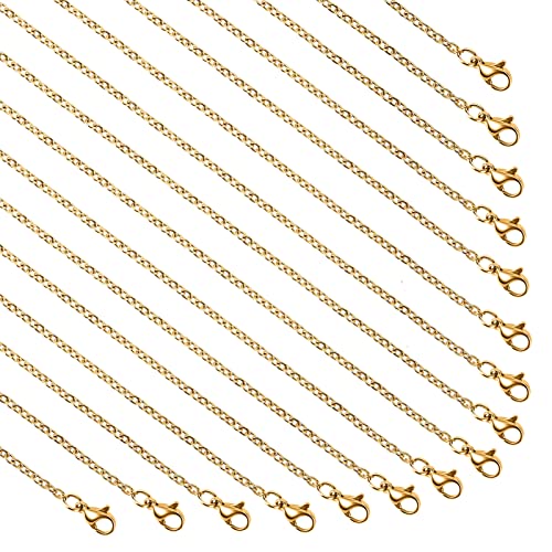 20pcs Jewelry Chains Bulk for Men and Women Necklace DIY, Gold Plated Stainless Steel Cable Chain Jewelry Supplies (16 Inches) - color: Gold Cable, size: 16 Inch