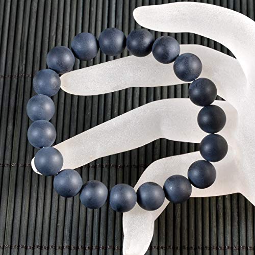 AD Beads Natural Gemstone Round Beads Stretch Bracelet Healing Reiki 10mm (Matte Black Onyx) - color: Matte Black Onyx