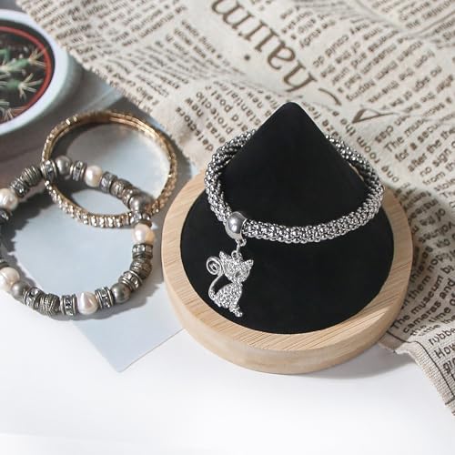 Single Bracelet Holder,Jewelry Displays for Selling Photograph,Bamboo Base Bangle Stand (Black) - color: Black