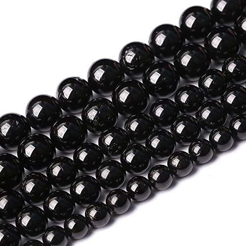 90pcs 4mm AAAA Natural Black Tourmaline Gemstone Beads Round Loose Beads for Jewelry Making DIY Bracelet Necklace(Black Tourmaline, 4mm) - color: Black Tourmaline, size: 4mm