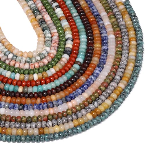 Songxi 5x8mm Natural Deep Red Stone Rondelle Beads, 75PCS Spacer Round Loose Abacus Beads for Jewelry Making, Gemstone for Bracelet Necklace Earrings, Arts and Crafts - color: Deep Red Stone