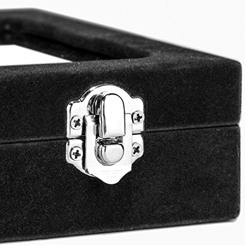 Jewelry Box Rings Organizer Tray 7 Slots Velvet Jewelry Earring Storage Box With Transparent Lid Jewelry Display Case for Girls Women (Black) - color: Black