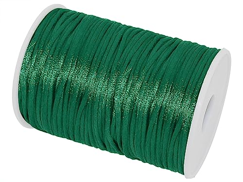 2mm x 100 Yards Quality Rattail Nylon Satin Cord Roll, Kumihimo Rattail, Chinese Knot (Green) - color: Green