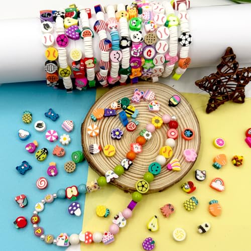 480PCS Animal Polymer Clay Beads for Bracelet Earring Jewelry Making, Mixed Clay Spacer Beads Charms for DIY Art Craft Gifts (Animal) - color: Animal