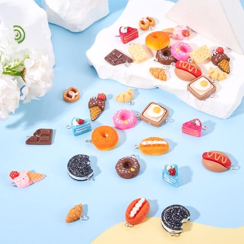 Craftdady Resin Plastic Miniature Food Snack Pendants Charms Ice Drink Juice Pendants Cute Bottle Fruit Keychain Charms Hang Ornament for DIY Craft Earring Bracelet Necklace Jewelry Making - color: Mixed Color Food (16 Styles)