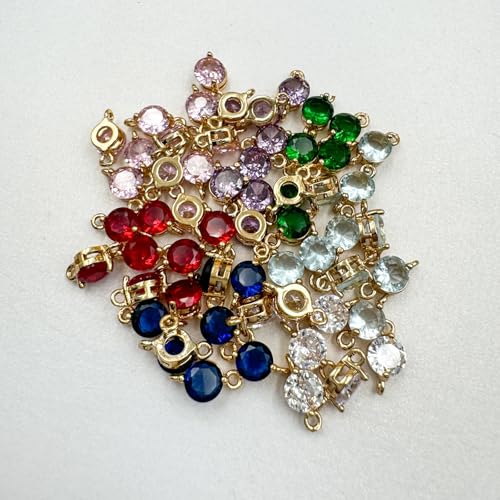 Zirconia Connector Charms Crystal Gold Plated Brass Links for Jewelry Making Bracelet Necklace Earring Pendant Craft Supplies DIY Accessories - color: Round (Mini)-Mix-21Pcs