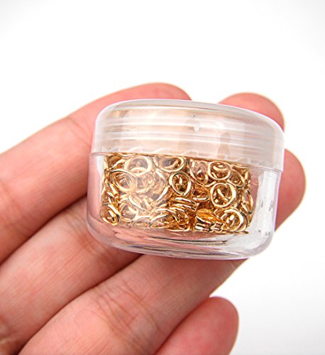 ALL in ONE 15 Gram/300pcs 4mm Gold Plated Open Jump Ring with 5 Gram Storage Box - color: Gold, size: 4mm