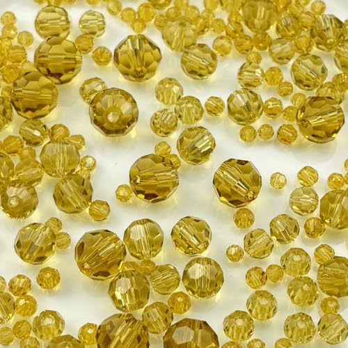 480pcs Crystal Glass Beads 3mm 4mm 6mm 8mm 10mm Round Faceted Glass Spacer Beads for Bracelets Necklace Earring DIY Jewelry Making Craft(Light Yellow) - color: Light Yellow