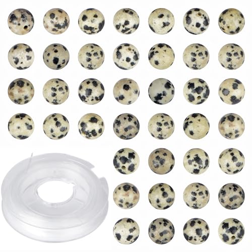 4mm 200pcs Natural Stone Round Beads Dalmation Jasper Genuine Stone Beading Loose Gemstone DIY Charm Smooth Beads for Bracelets Necklaces Earrings Hole Size 1mm (Dalmation Jasper 4mm) - color: Dalmation Jasper, size: 4mm