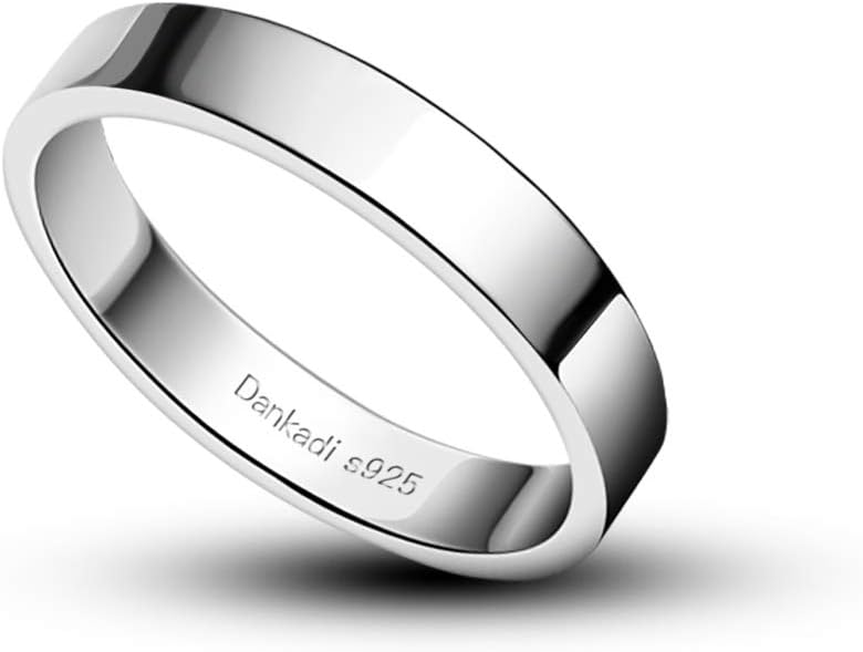 Dankadi Simple Fashion S925 Sterling Silver Ring Smooth Plain Dome Comfort Solid Silver Wedding Ring For Men & Women 3.5 mm 3-13# 24k Real Gold Plated Jewelry