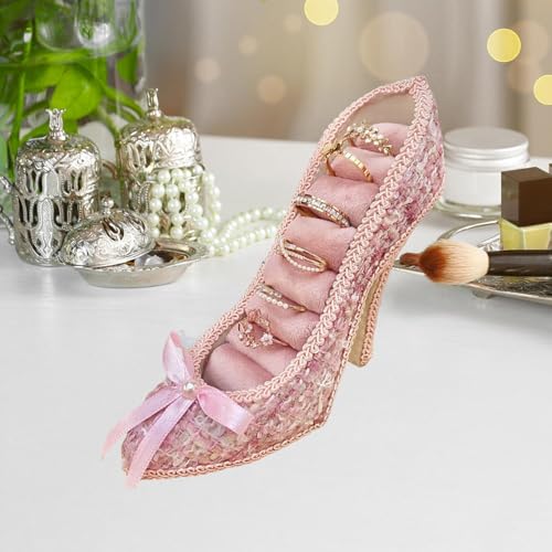 Vaveren High Heel Shoes Rings Holder Storage Rack Women Girls Showcase Gift Jewelry Display Stand Organizer for Home Tabletop Dresser
