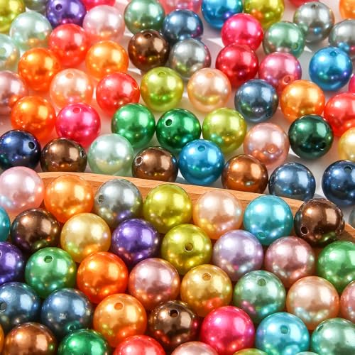 20mm Color Pearl Beads 180pcs Chunk Bubblegum Bead Color Beadbale Pen Ball Beads for Pen Bag Jewelry Making Necklace Bracelets (Pearl) - color: blue&red&green&yellow