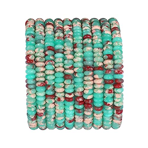 BEADIA Natural Green Shoushan Disk Stone Beads 4x2mm 160pcs Rondelle Loose Semi Gemstone Beads for Jewelry Making Design - color: Green Shoushan