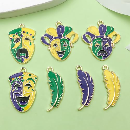 Sailanzi 21pcs Alloy enamel carnival classic comedy tragedy mask Jewelry Making DIY Keychain Earrings Pendant Various Design Charms for Jewelry Making Bracelets Necklace(SN1095) - color: SN1095