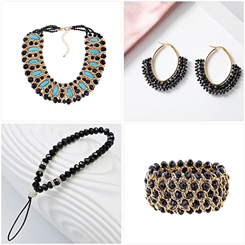 1000pcs 2-10mm Black Rondelle Crystal Glass Beads Faceted Shape Briolette Glass Beads Round Spacer Beads for Bracelet Necklace Jewelry Making (2mm 4mm 6mm 8mm 10mm) - color: Black