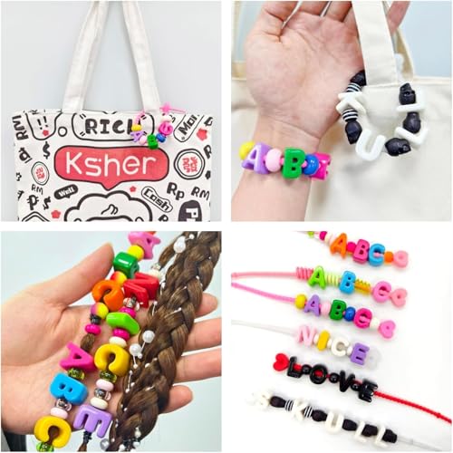 26 Large 6mm Hole Letter Beads, 20mm Beads A to Z,for DIY Jewelry Making Kit Friendship Bracelet Key Chain and Educators to Learn Letters (26 A to Z White) - color: 26 A to Z White