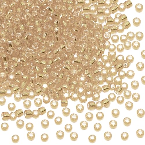 Round Glass Beads Penta Angel 2200Pcs 2mm Mini Craft Loose Spacer Pony Beads for Earring Bracelets Necklace Waist Beads Jewelry Making(Champagne) - color: Champagne