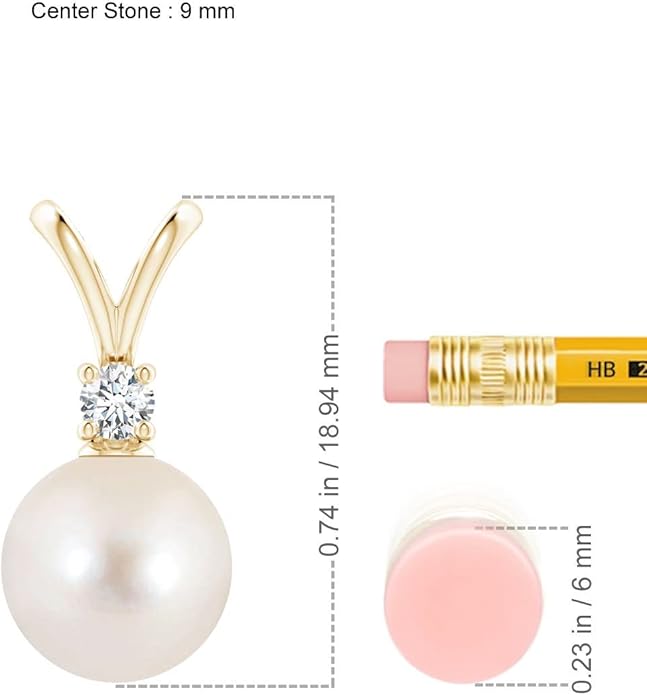 Angara Freshwater Pearl Pendant for Women | Freshwater Pearl V-Bale Pendant in 14K Solid Gold/Platinum With 18" Chain | June Birthday, Anniversary, Gemstone Jewelry Gift