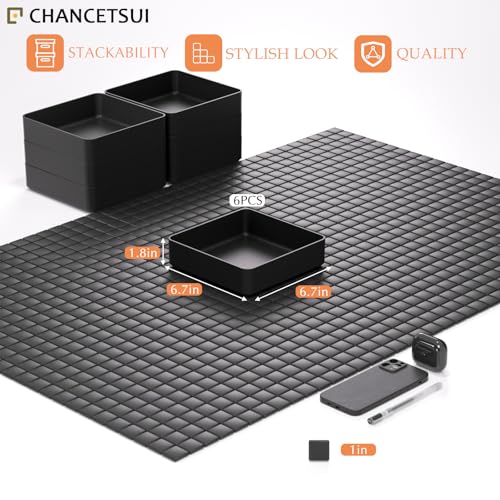 CHANCETSUI Black Stackable Vanity Organizer Trays: Thick Makeup Holder for Countertop, Shallow Drawers