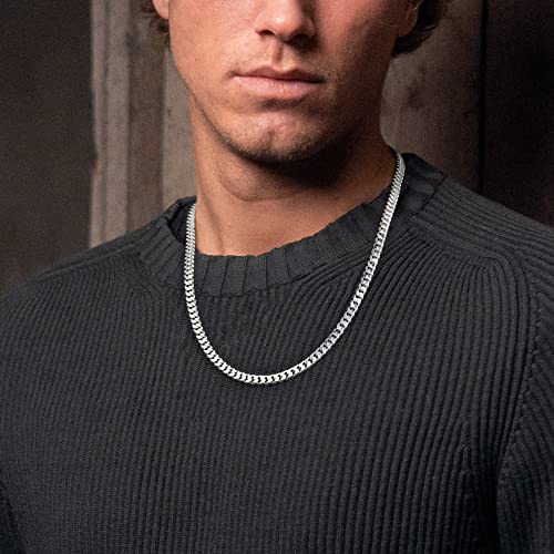 OCHCOH 925 Sterling Silver Clasp 3mm3.5mm4mm5mm7mm Cuban Link Chain Necklace for Men Diamond Cut Silver Chain Necklace for Women 16 18 20 22 24 26 28 30 Inch - size: 28 Inch, style: 7mm