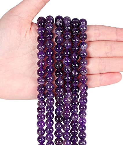 LAIDANLA Amethyst 6mm Natural Stone Beads Round Loose Gemstone Stone Beads for DIY Bracelet Necklace Earrings Jewelry Making Polishing Genuine Real Beading Crystal 96PCS 2 Strand 32" - color: D-Amethyst, size: 6mm
