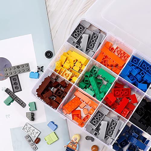 2Pack 12 Grids Craft Organizers and Storage Bead Organizer Tackle Box Organizer with Adjustable Divider, Plastic, Clear