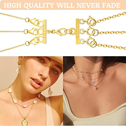Dailyacc Lucky Necklace Layering Clasp 18K Gold and Silver Multi Strand Clasps for Stackable Necklaces - color: 2Pcs 3 Silver 3Gold