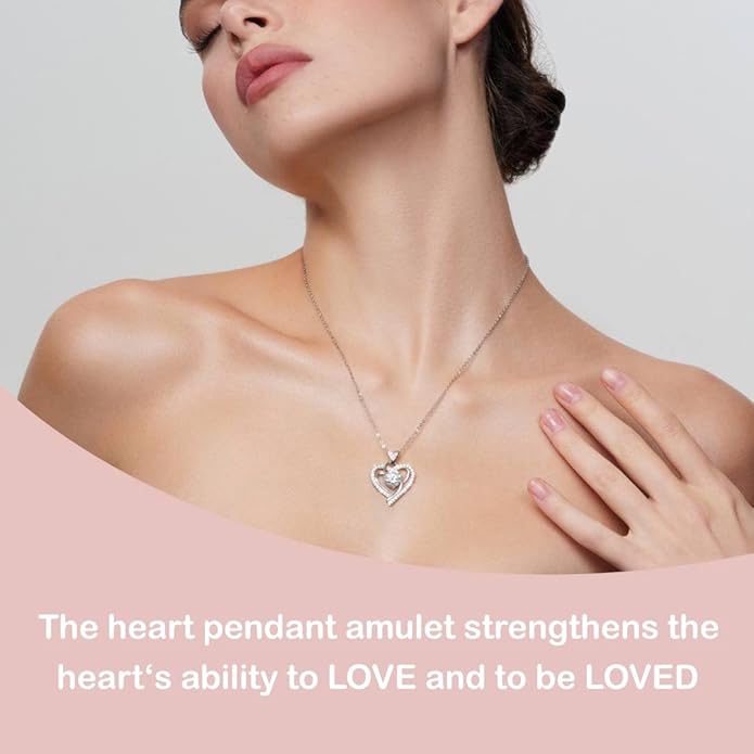 Valentines Day Moissanite Pendant Necklace for Women – 925 Sterling Silver Necklace for Women Heart Pendant, Dainty Silver Jewelry Gift Box for Mom Wife Girlfriend – Birthday Anniversary