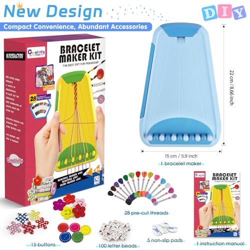Friendship Bracelet Making Kit for Girls Ages 8-12, Kids Jewelry Making Kit with 28 Pre-Cut Threads and Letter Beads, Arts and Crafts for Kids, Birthday Easter Gifts for 6 7 8 9 10 11 12 Year Old - color: Light Blue
