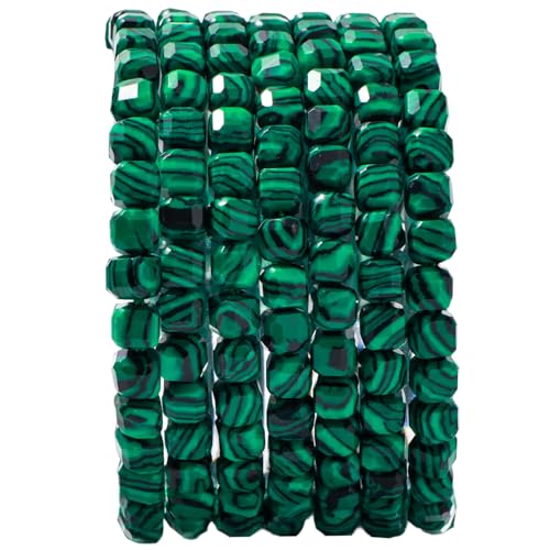 Natural Faceted Malachite Cube Stone Beads 5-5.5mm 60pcs/str Loose Square Semi Gemstone Stone Beads for Making Bracelets Necklace Earrings - color: Malachite