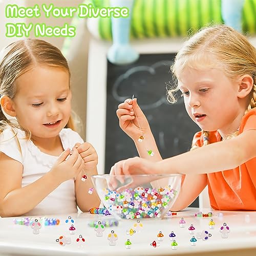 Augshy Mushroom Charms, 64 Pcs Mushroom Resin Charm Beads Ornament Glow in The Dark Pendant for DIY Bracelet Necklace Jewelry Making - style: Mushroom Style